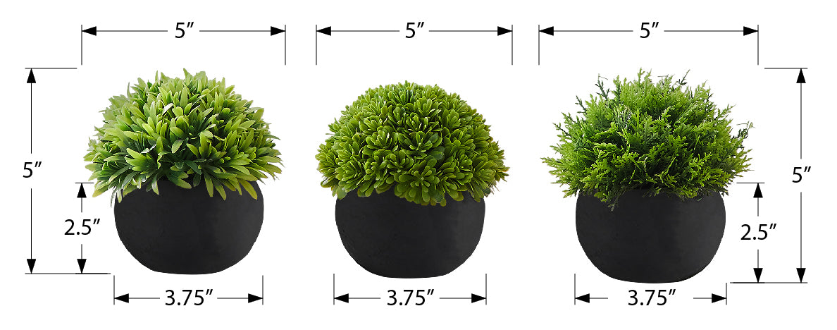 PLANTE ARTIFICIELLE - 3MCX / 5"H GAZON POT NOIR 3" – I 9552
