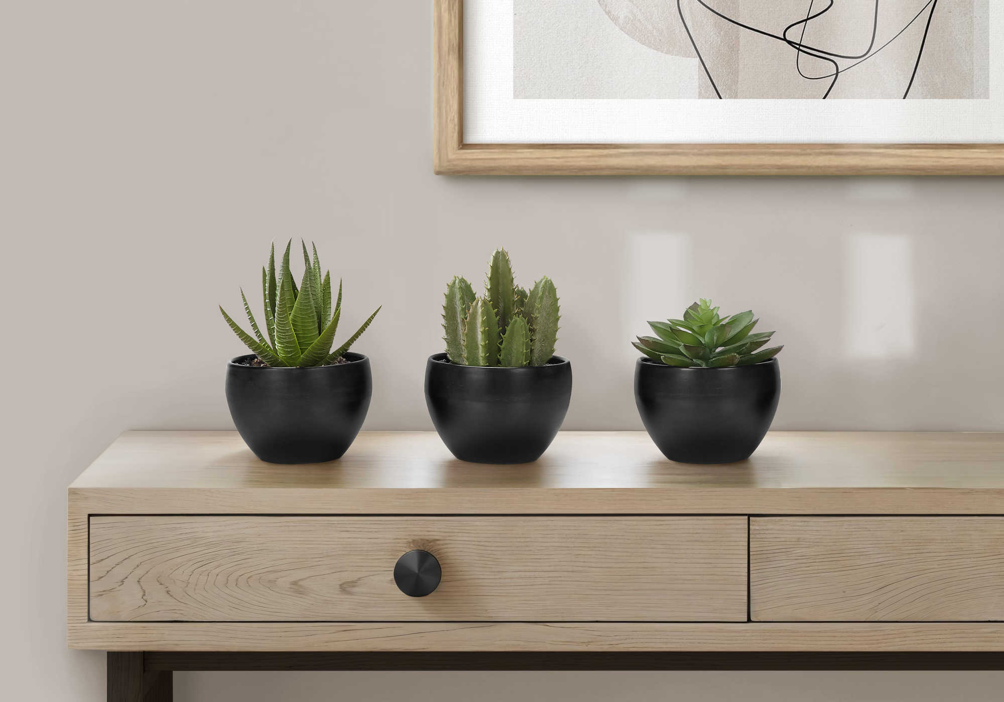 PLANTE ARTIFICIELLE - 3MCX / 6"H SUCCULENT POT NOIR 3" – I 9556