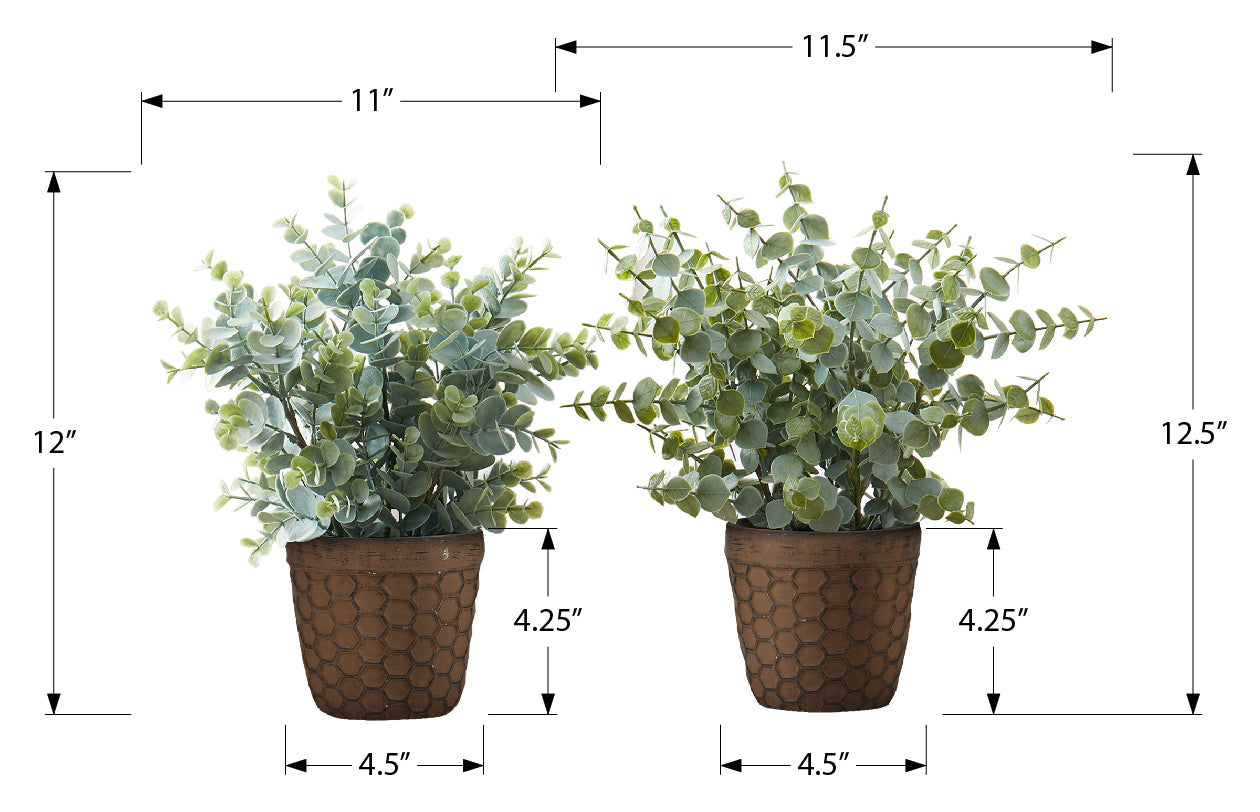 PLANTE ARTIFICIELLE - 2MCX / 13"H EUCALYPTUS/GAZON POT 4" – I 9560