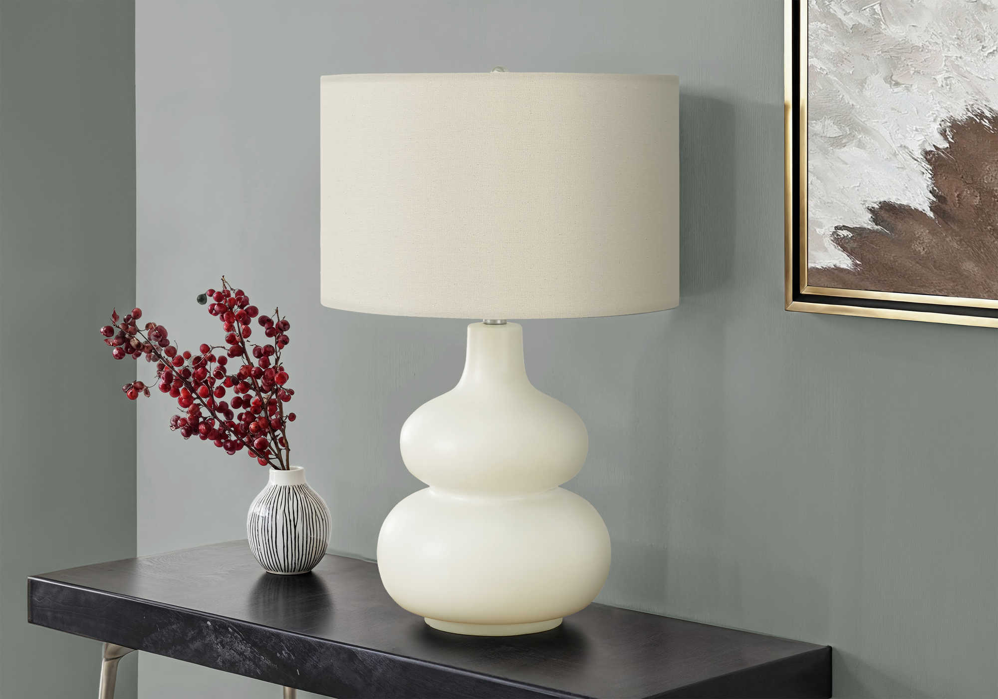 LUMINAIRE - 25"H LAMPE DE TABLE CREME CERAMIQUE / IVOIRE – I 9608.