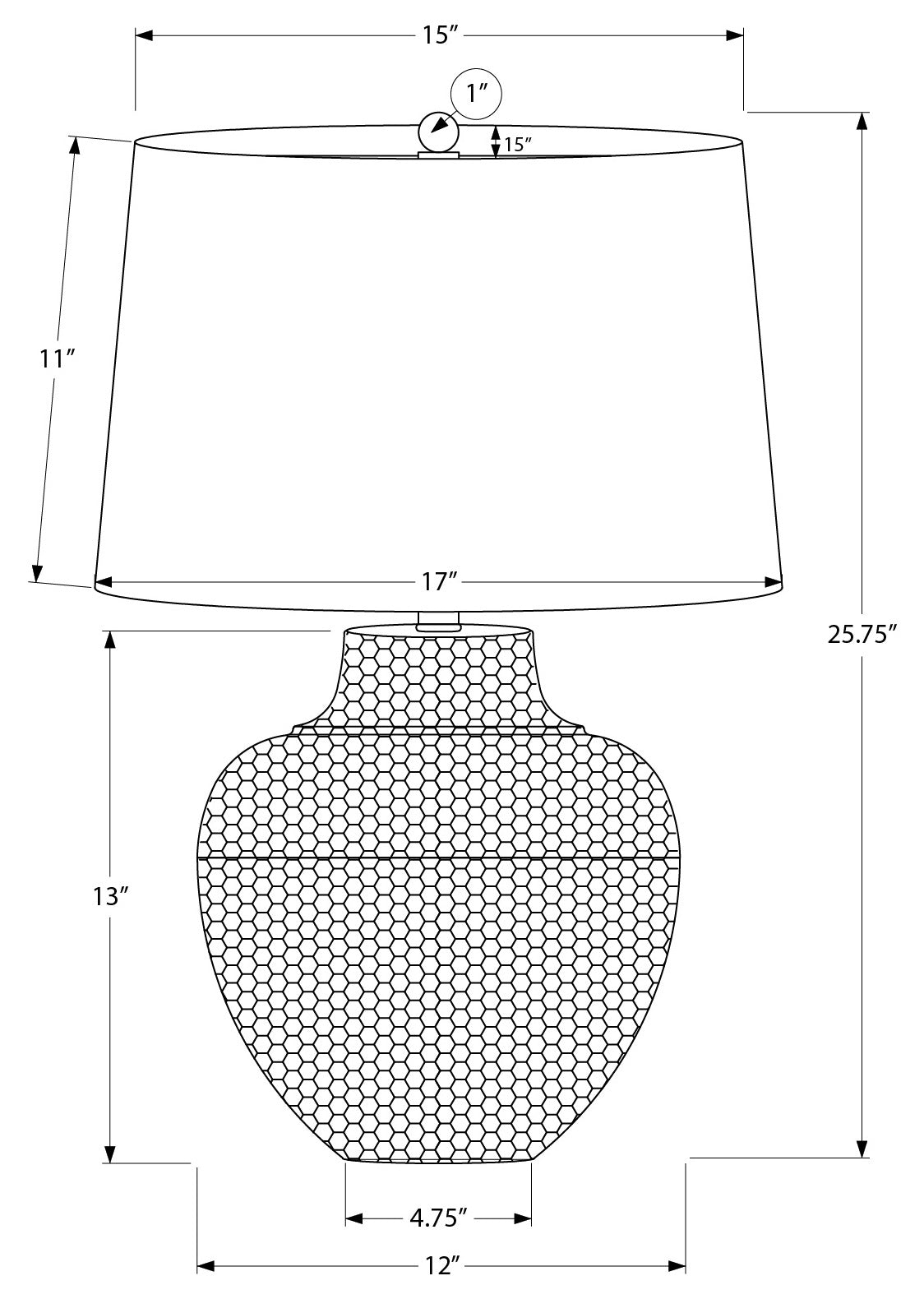 LUMINAIRE - 26"H LAMPE DE TABLE NOIR METAL / IVOIRE – I 9615.