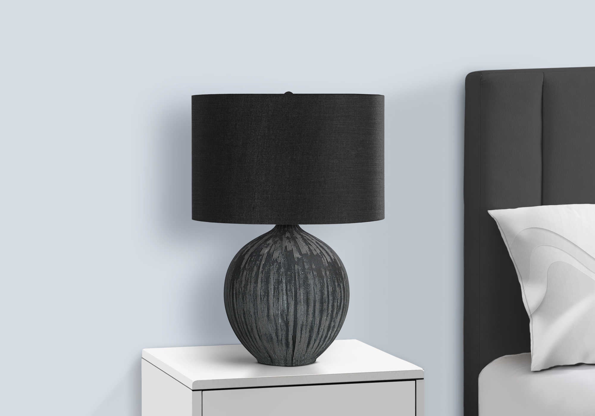 LUMINAIRE - 23"H LAMPE DE TABLE NOIR CERAMIQUE / NOIR – I 9618.