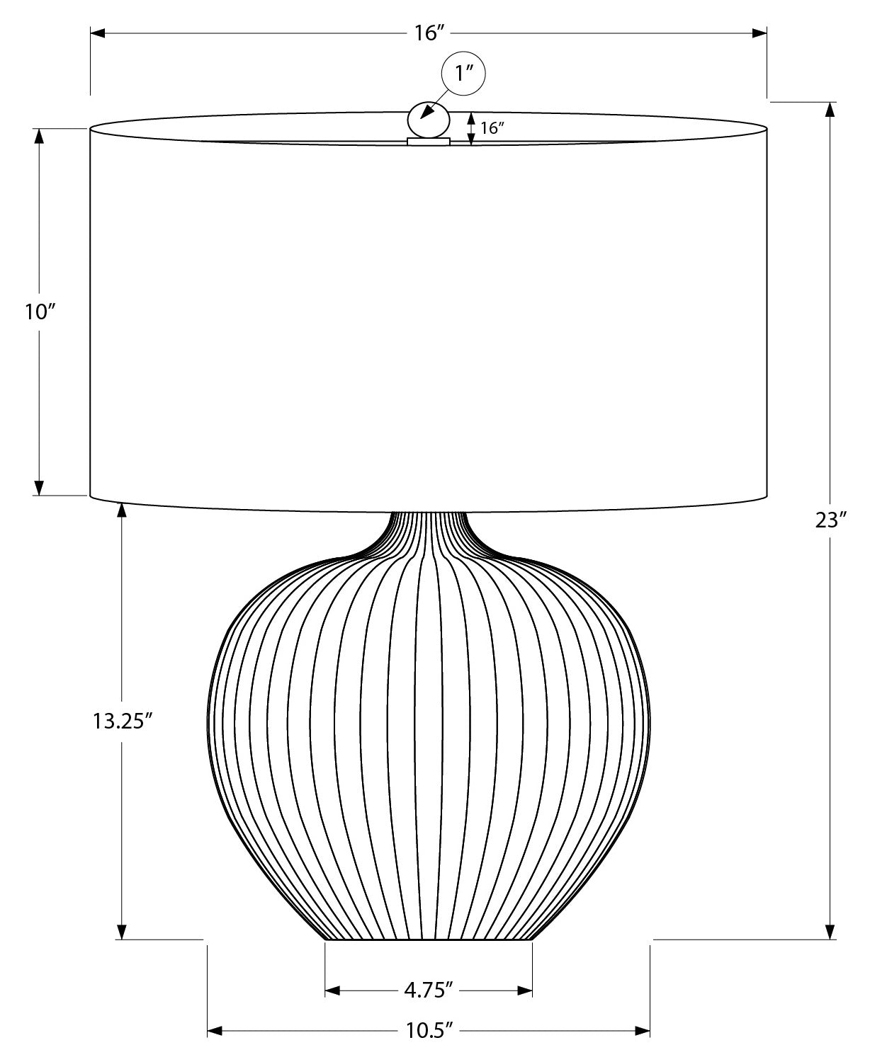 LUMINAIRE - 23"H LAMPE DE TABLE NOIR CERAMIQUE / NOIR – I 9618.