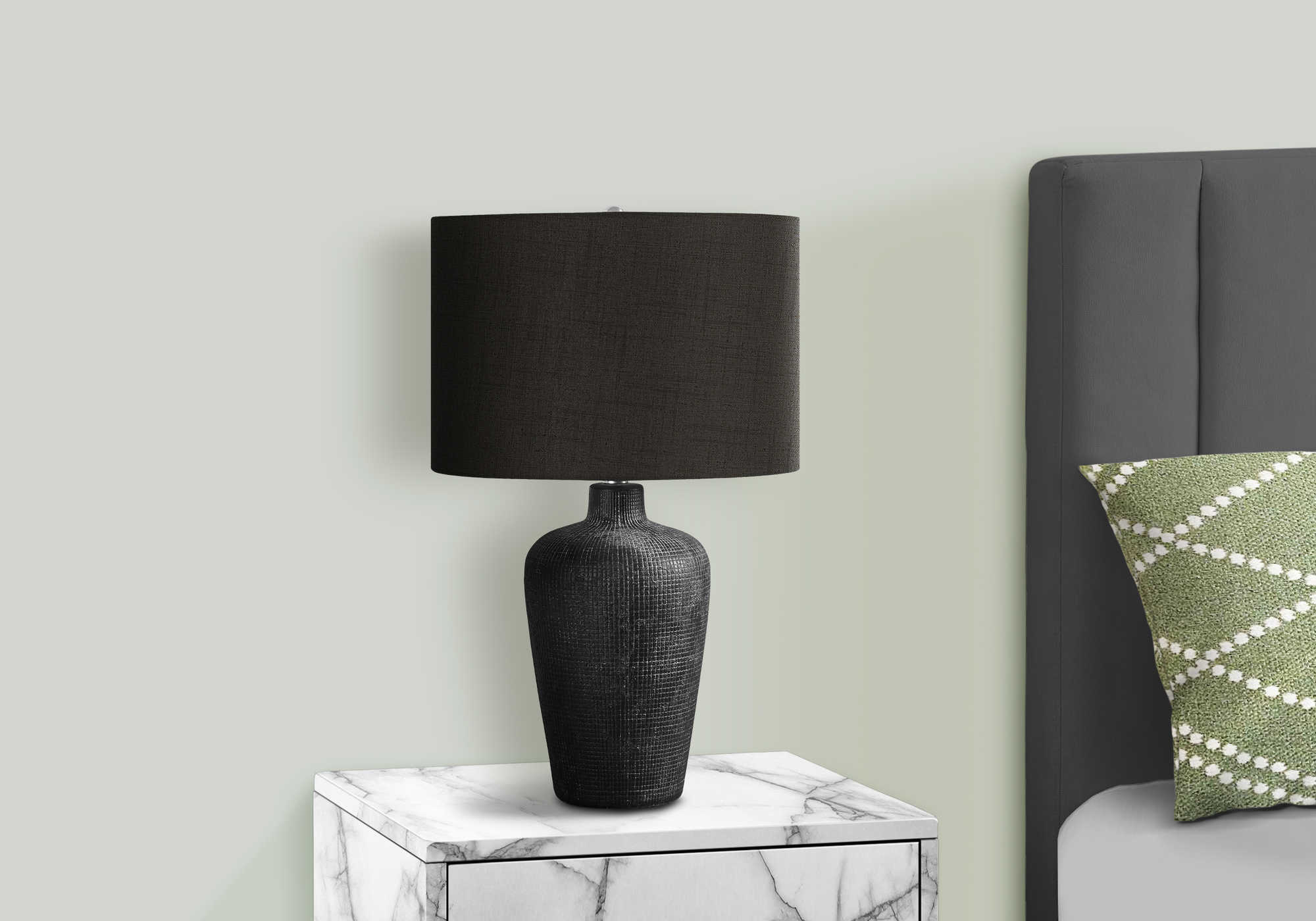 LUMINAIRE - 24"H LAMPE DE TABLE NOIR CERAMIQUE / NOIR – I 9621.