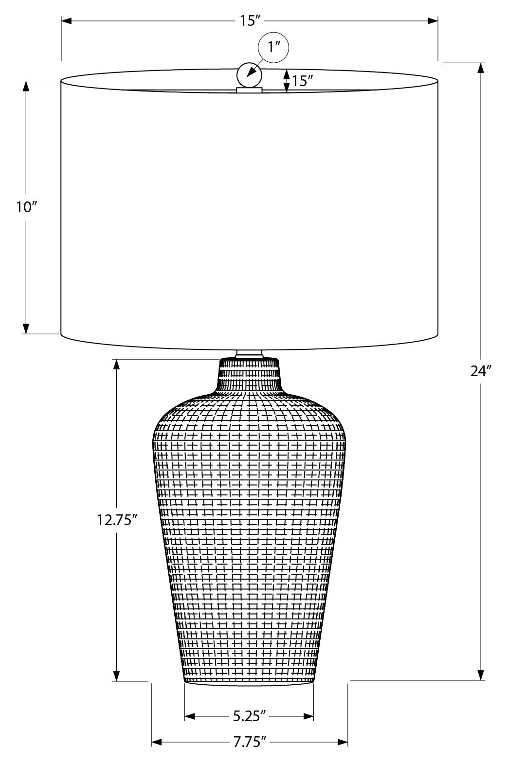 LUMINAIRE - 24"H LAMPE DE TABLE NOIR CERAMIQUE / NOIR – I 9621.