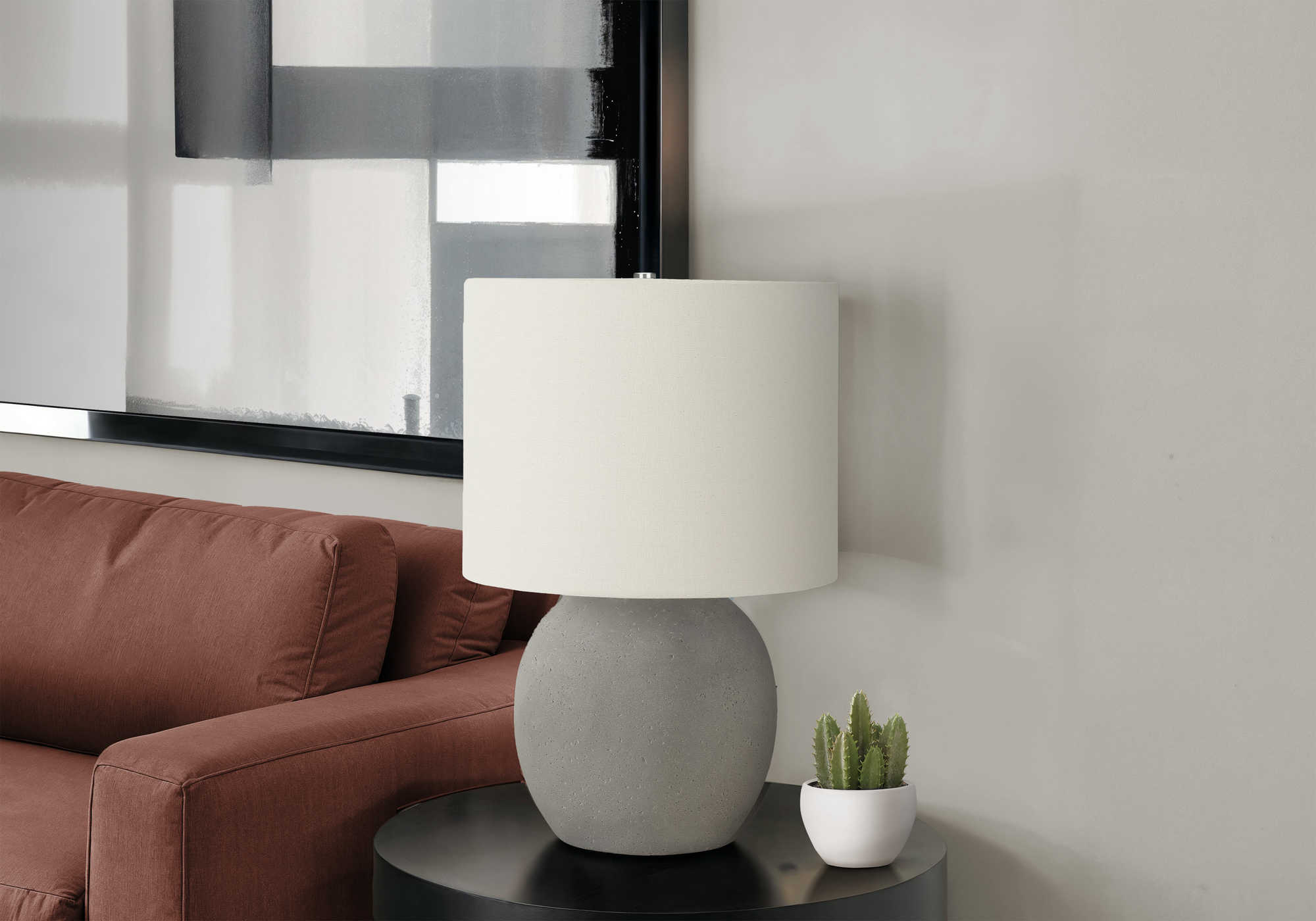 LUMINAIRE - 20"H LAMPE DE TABLE GRIS BETON / IVOIRE – I 9626.