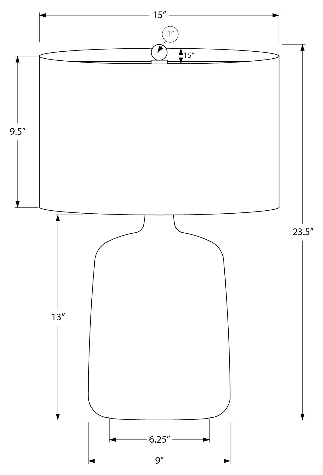 LUMINAIRE - 24"H LAMPE DE TABLE NOIR CERAMIQUE / BEIGE – I 9635.