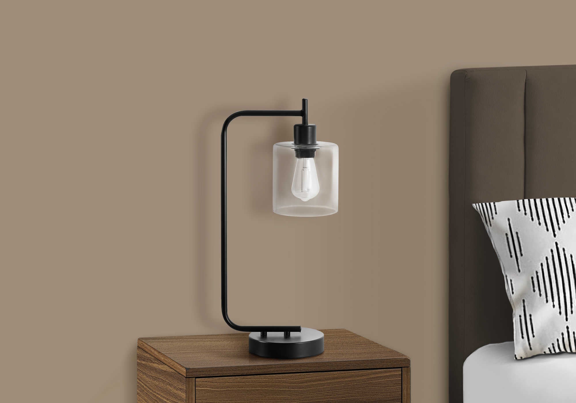 LUMINAIRE - 20"H LAMPE DE TABLE NOIR METAL / VERRE / USB – I 9637.