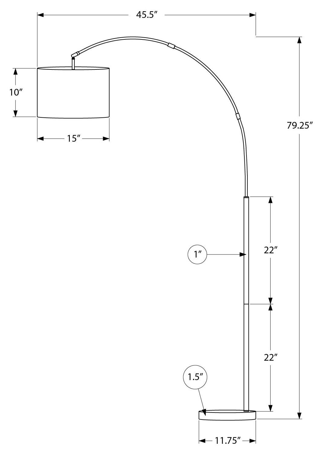 LUMINAIRE - 79"H LAMPE SUR PIED ARC LAITON METAL / BEIGE – I 9640