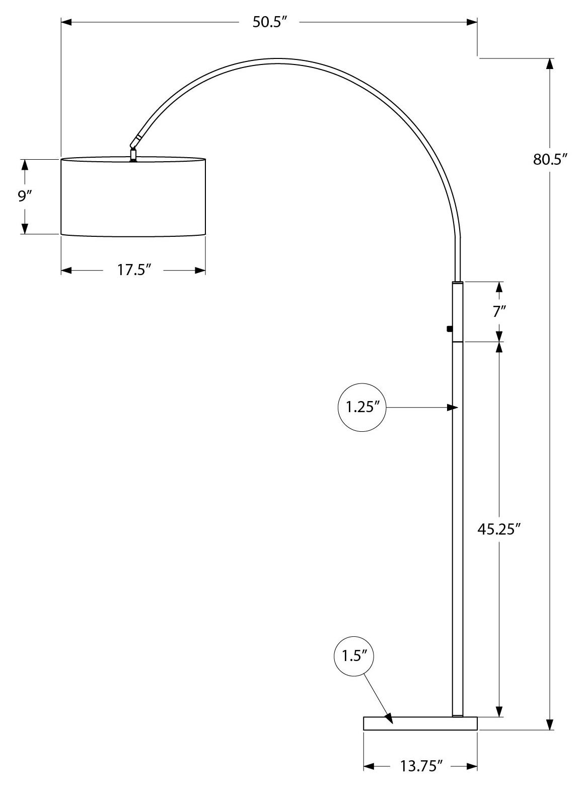 LUMINAIRE - 81"H LAMPE SUR PIED ARC NOIR METAL / NOIR – I 9641