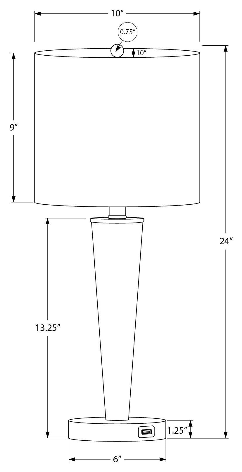 LUMINAIRE - 2MCX / 24"H LAMPE DE TABLE NICKEL / GRIS /USB – I 9642.