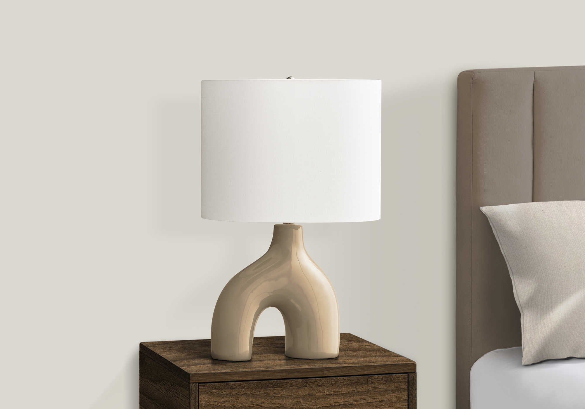 LUMINAIRE - 25"H LAMPE DE TABLE BRUN CERAMIQUE / IVOIRE – I 9662.