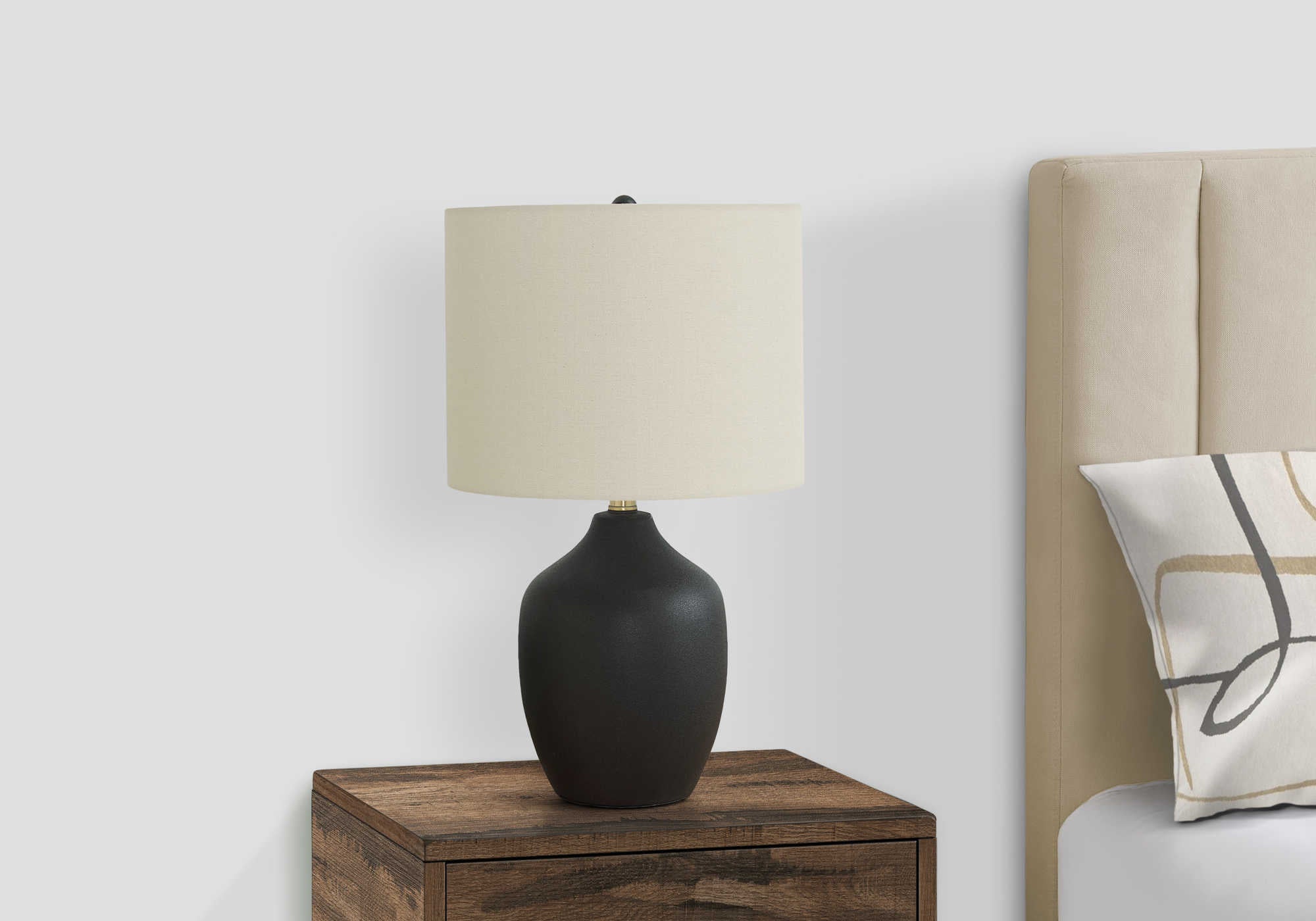 LUMINAIRE - 22"H LAMPE DE TABLE NOIR CERAMIQUE / IVOIRE – I 9708.