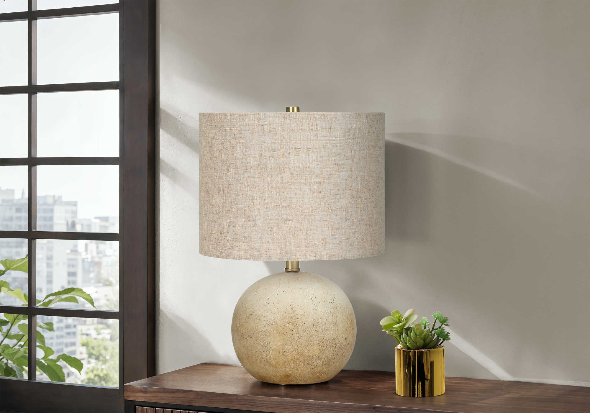 LUMINAIRE - 20"H LAMPE DE TABLE BEIGE BETON / BEIGE – I 9718.