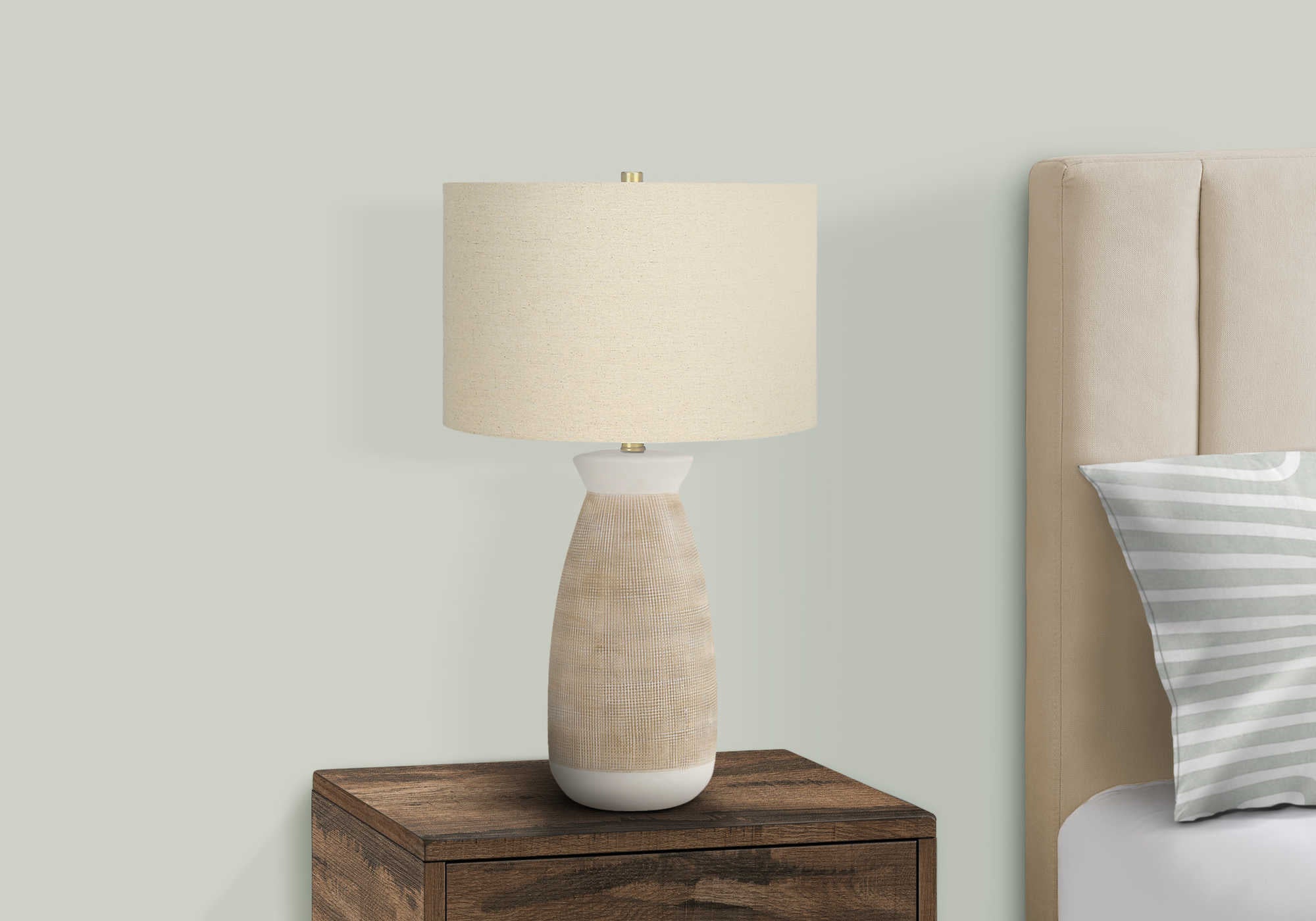 LUMINAIRE - 27"H LAMPE DE TABLE CREME CERAMIQUE / BEIGE – I 9724.