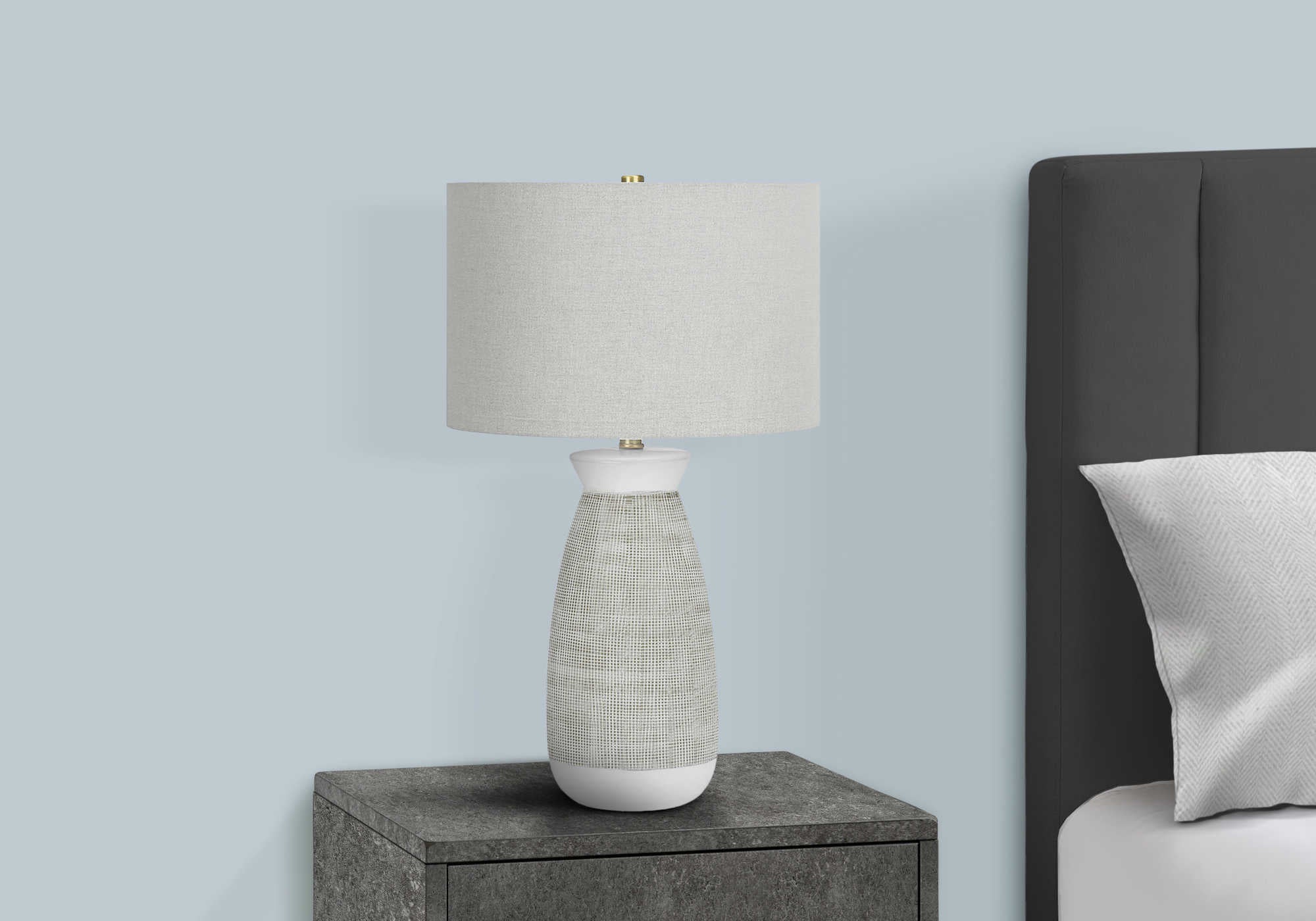LUMINAIRE - 27"H LAMPE DE TABLE GRIS CERAMIQUE / GRIS – I 9725.