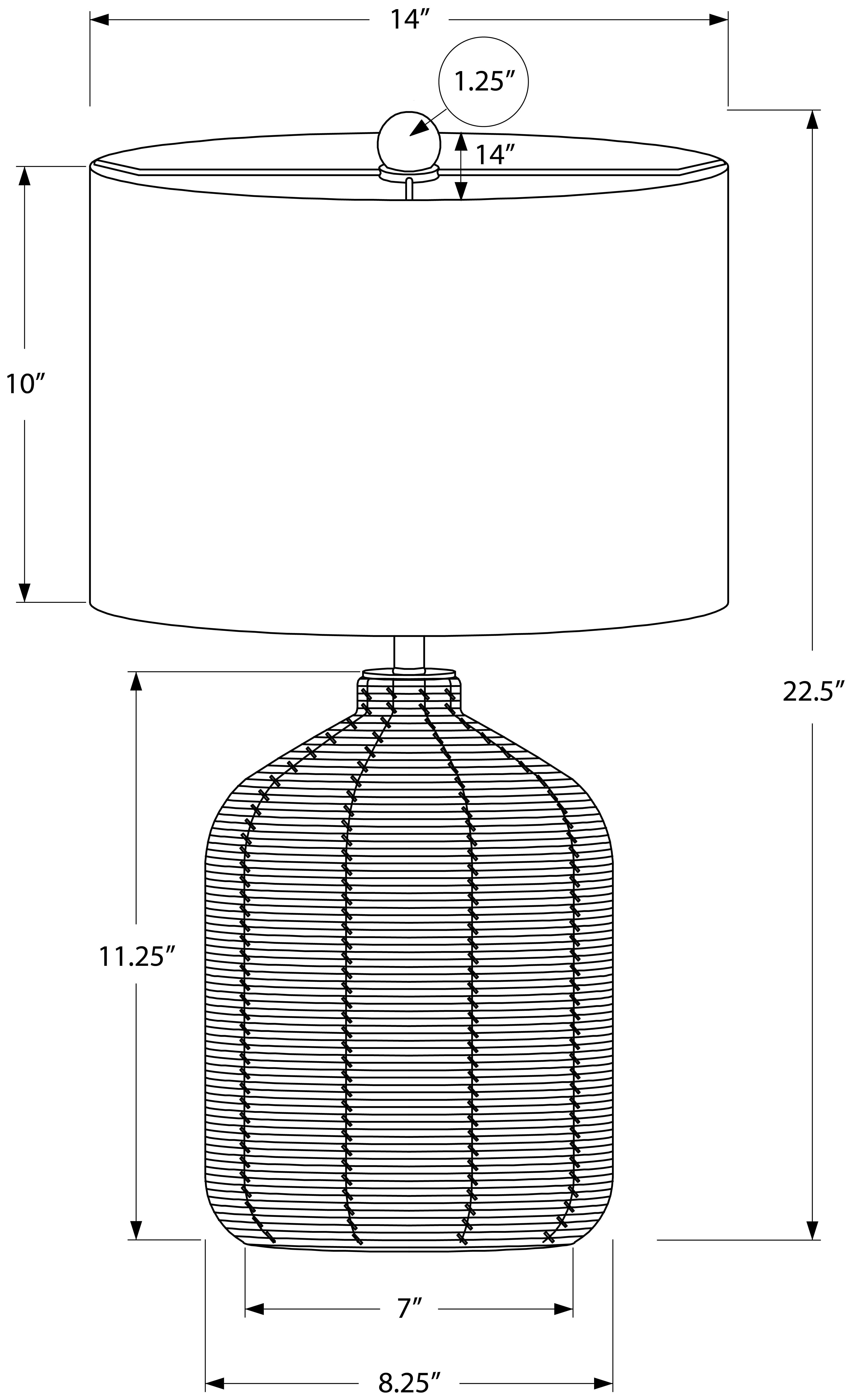 LUMINAIRE - 23"H LAMPE DE TABLE NOIR ROTIN / IVOIRE – I 9734.