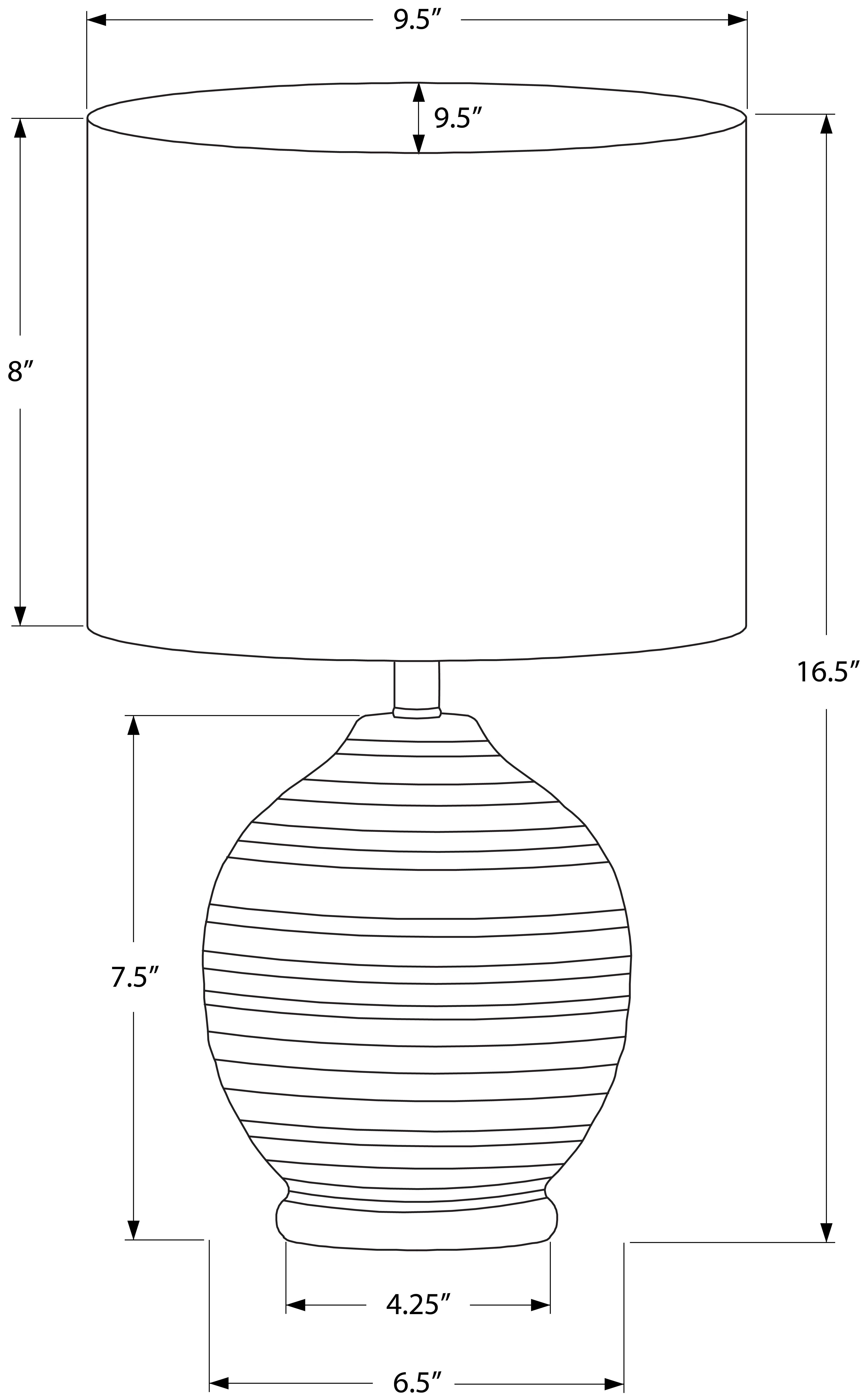 LUMINAIRE - 17"H LAMPE DE TABLE NOIR CERAMIQUE / IVOIRE – I 9739.