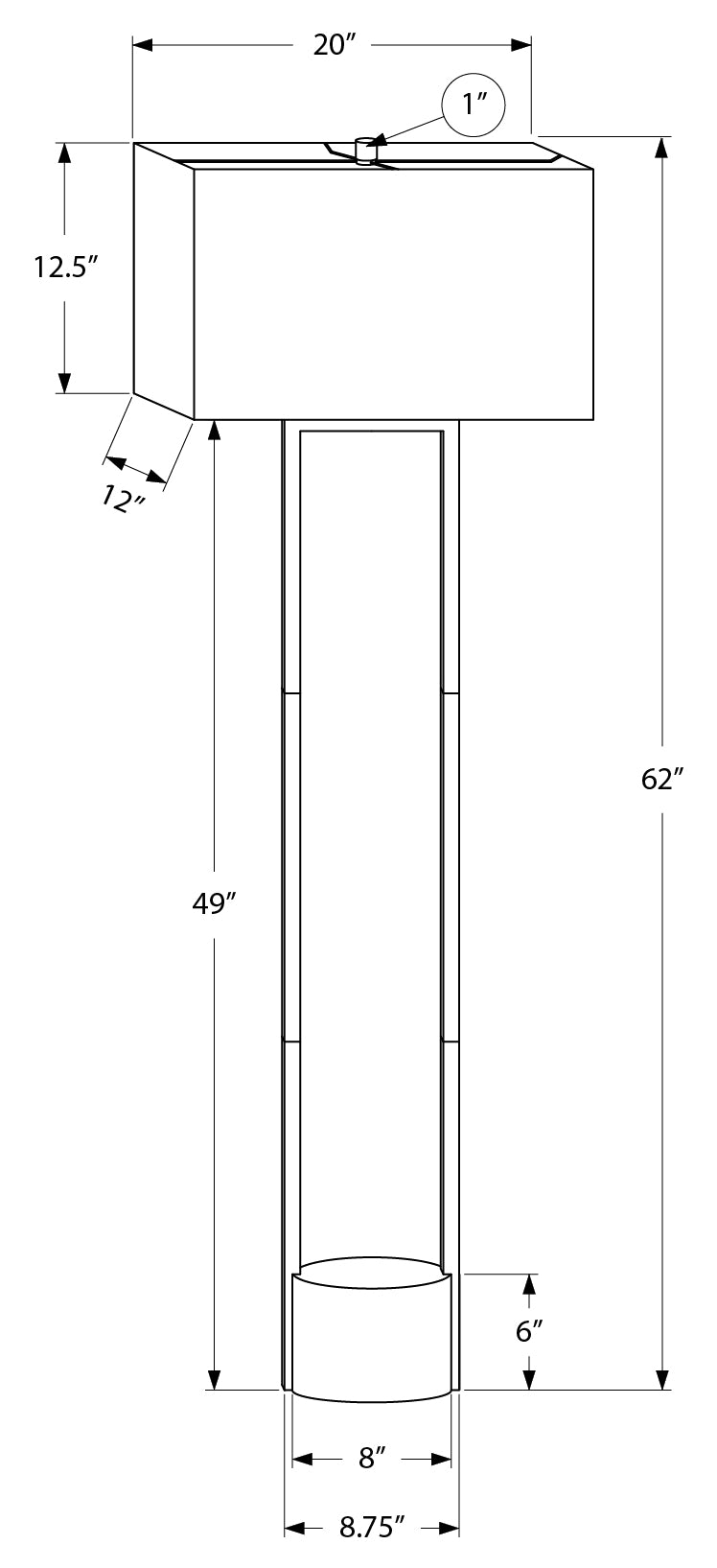 LUMINAIRE - 62"H LAMPE SUR PIED NOIR METAL / IVOIRE – I 9752.
