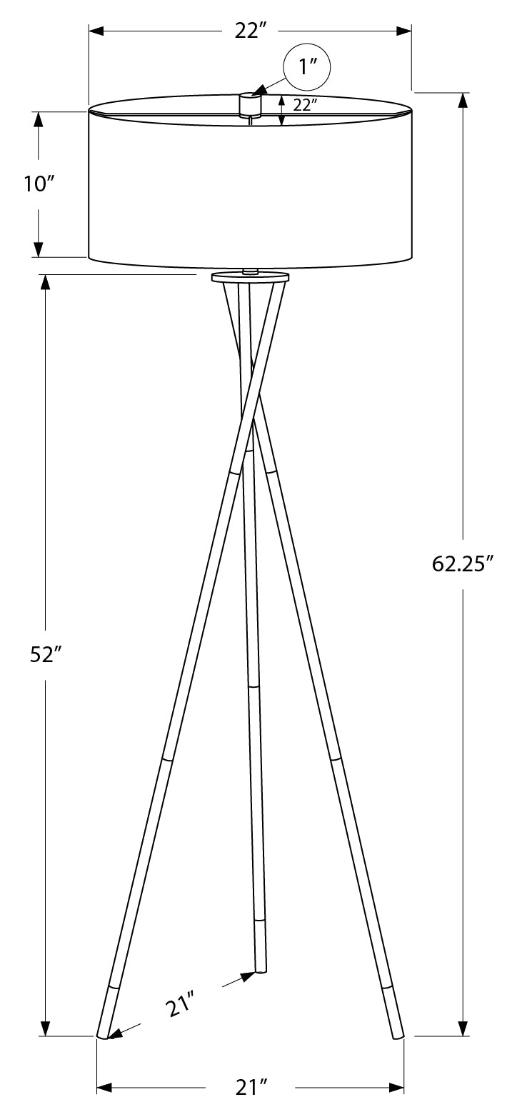 LUMINAIRE - 62"H LAMPE SUR PIED TREPIED NOIR METAL / IVOIRE – I 9756.