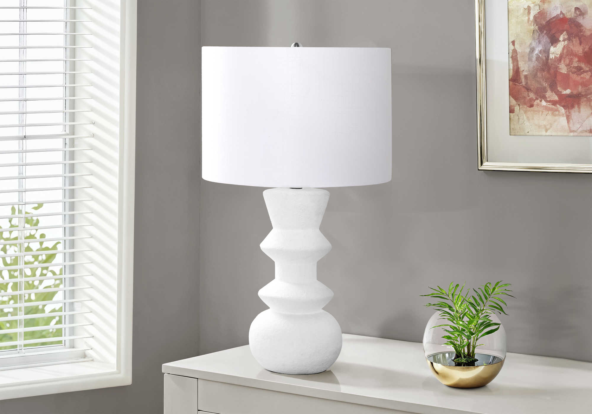 LUMINAIRE - 26"H LAMPE DE TABLE CREME CERAMIQUE / IVOIRE – I 9762.