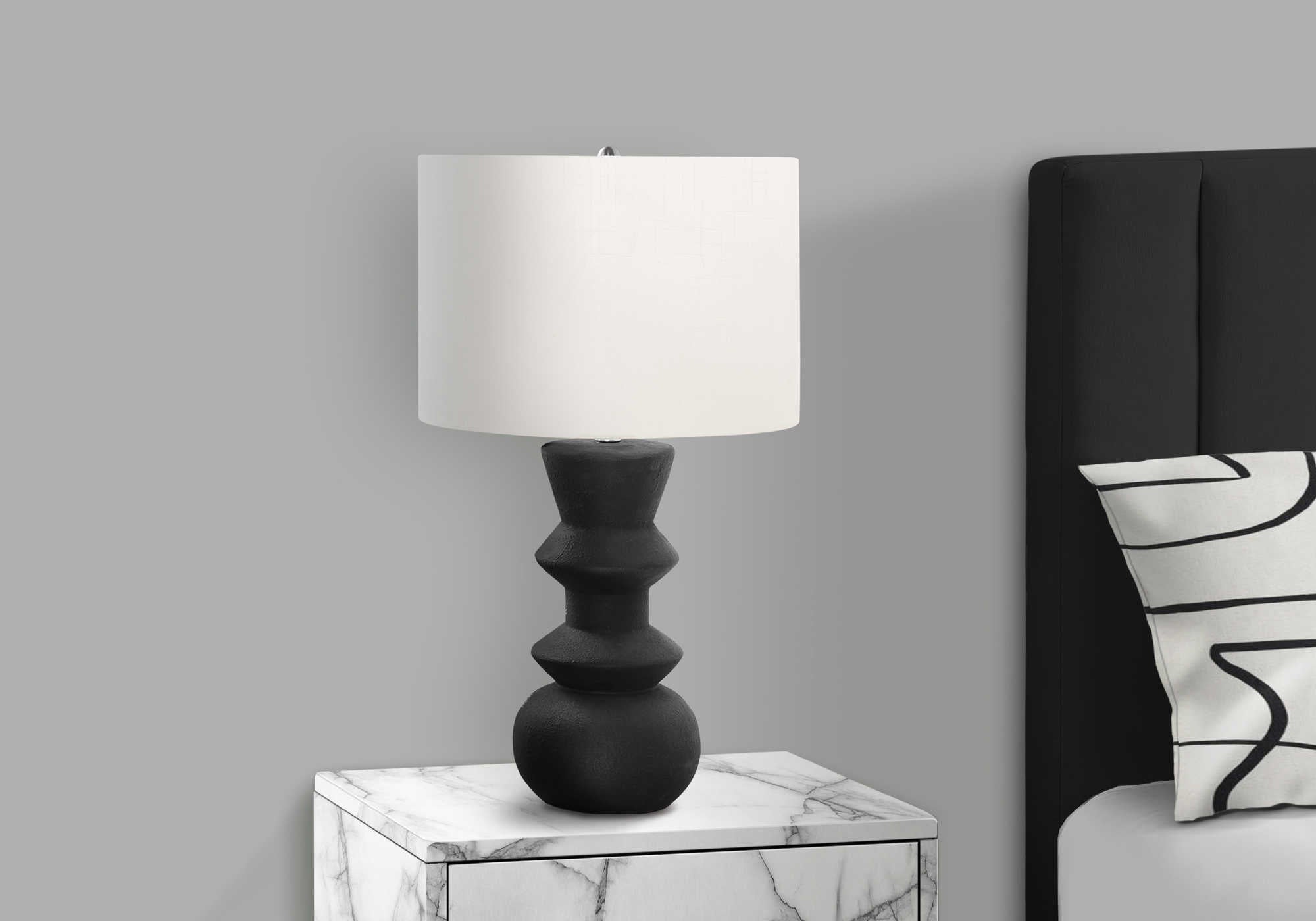 Image of lighting - 26"h table lamp black ceramic / ivory shade.