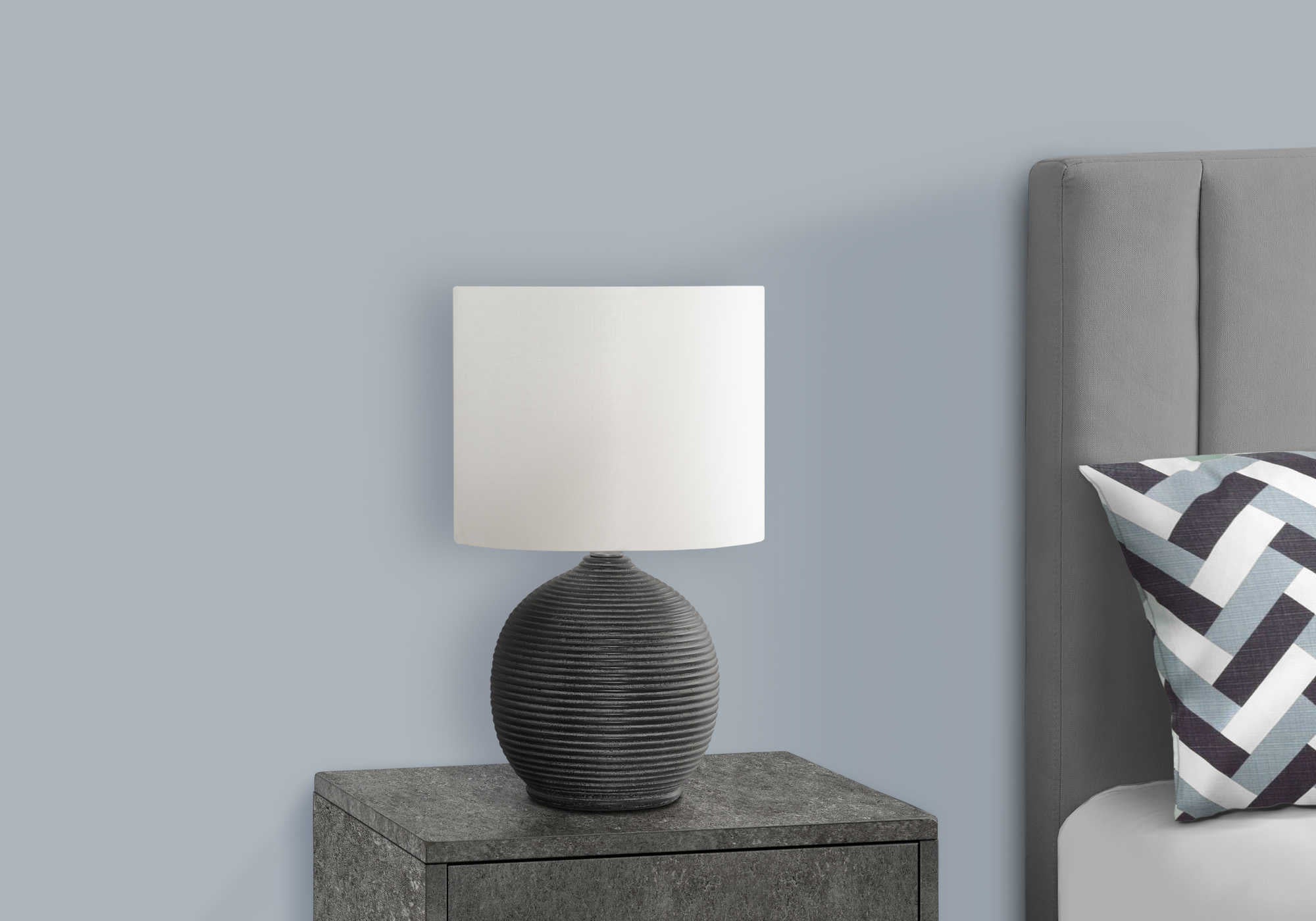 Image of lighting - 16"h table lamp black resin / ivory shade.