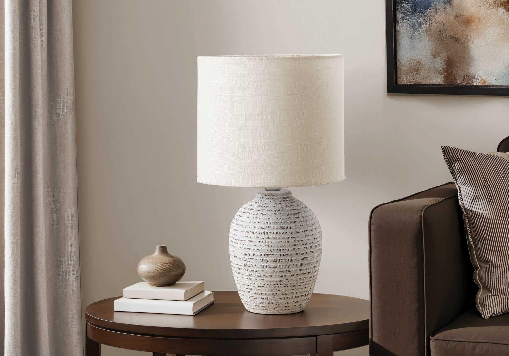 LUMINAIRE - 17"H LAMPE DE TABLE IVOIRE CERAMIQUE / IVOIRE – I 9787