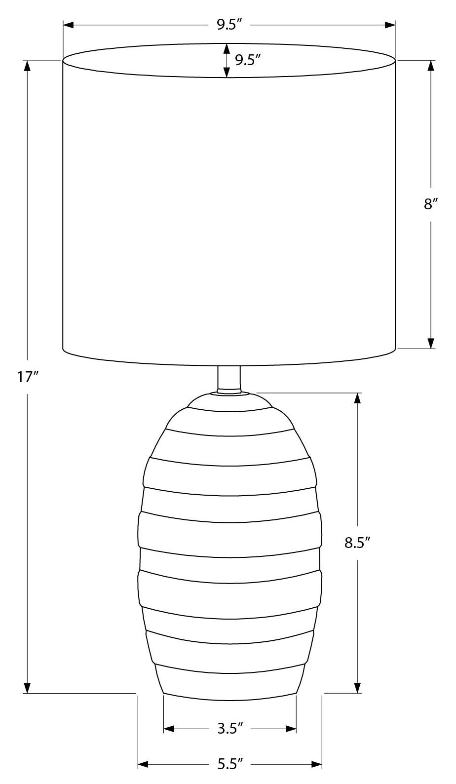 LUMINAIRE - 17"H LAMPE DE TABLE NOIR CERAMIQUE / BEIGE – I 9790