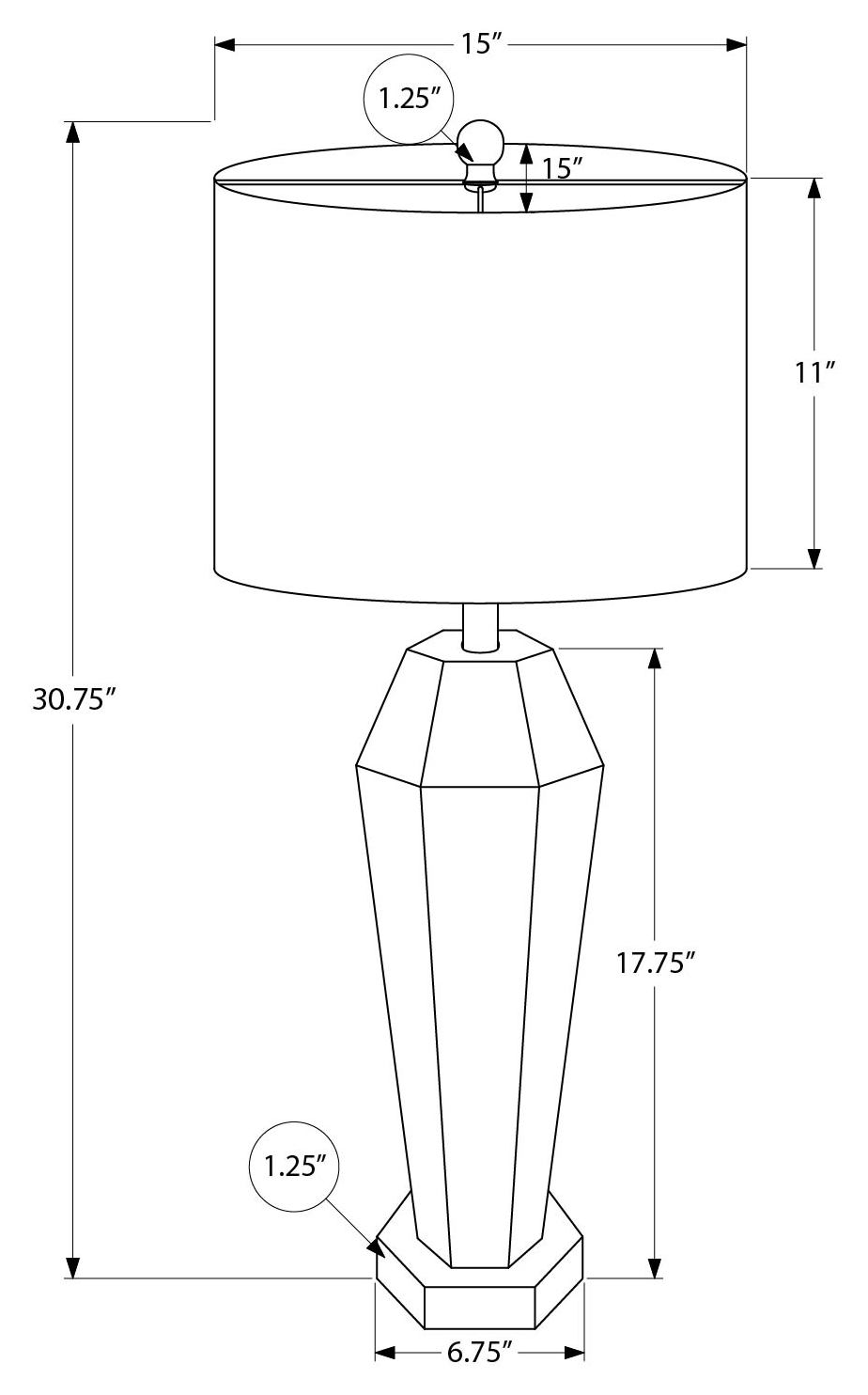 LUMINAIRE - 31"H LAMPE DE TABLE MIROIR / IVOIRE – I 9808