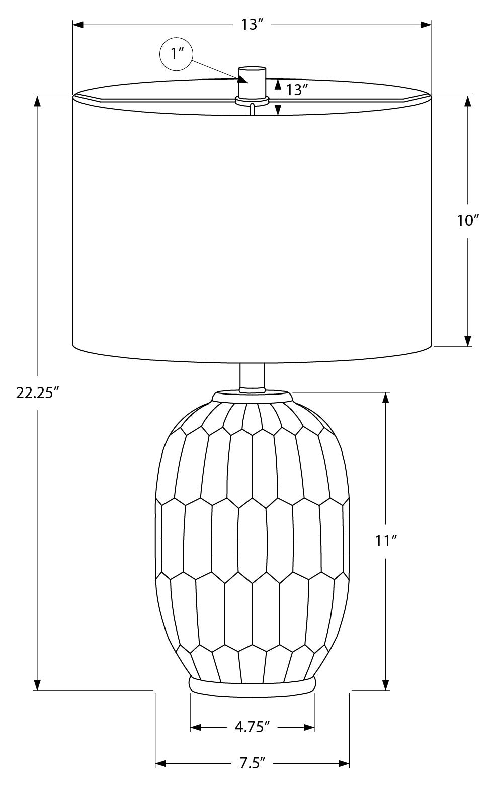 LUMINAIRE - 22"H LAMPE DE TABLE GRIS CERAMIQUE / IVOIRE – I 9878