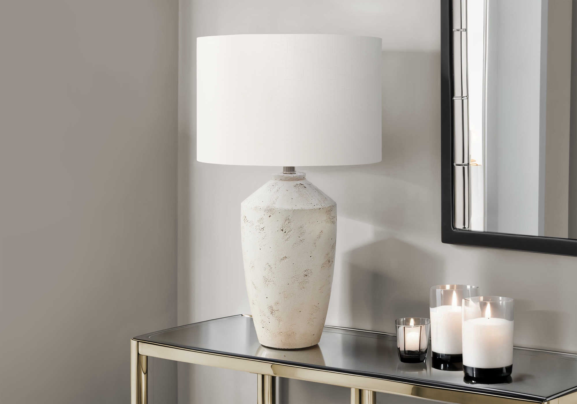 LUMINAIRE - 25"H LAMPE DE TABLE IVOIRE BETON / IVOIRE – I 9892