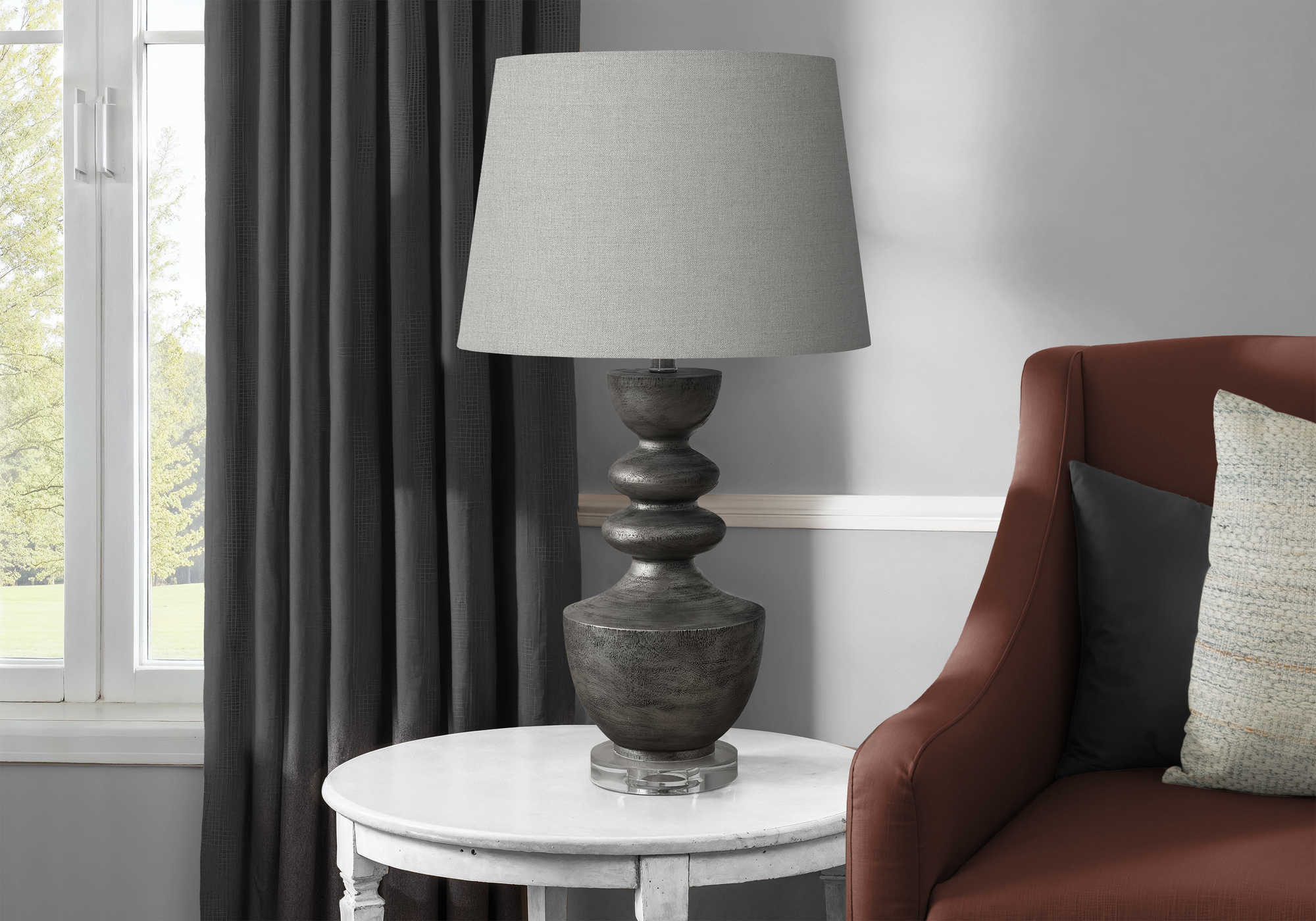 LUMINAIRE - 28"H LAMPE DE TABLE GRIS RESINE / GRIS – I 9922