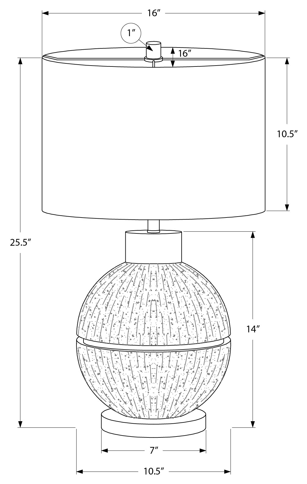 LUMINAIRE - 26"H LAMPE DE TABLE NOIR-OR RESINE / BEIGE – I 9926
