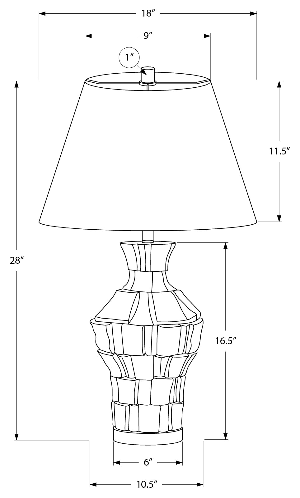 LUMINAIRE - 28"H LAMPE DE TABLE GRIS RESINE / IVOIRE – I 9936