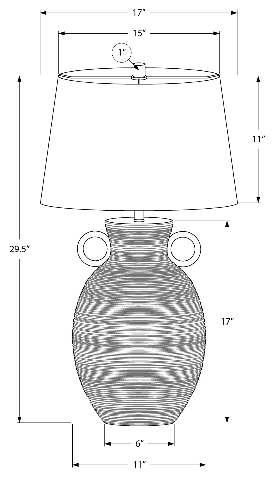 LUMINAIRE - 30"H LAMPE DE TABLE BLANC CERAMIQUE / IVOIRE – I 9943