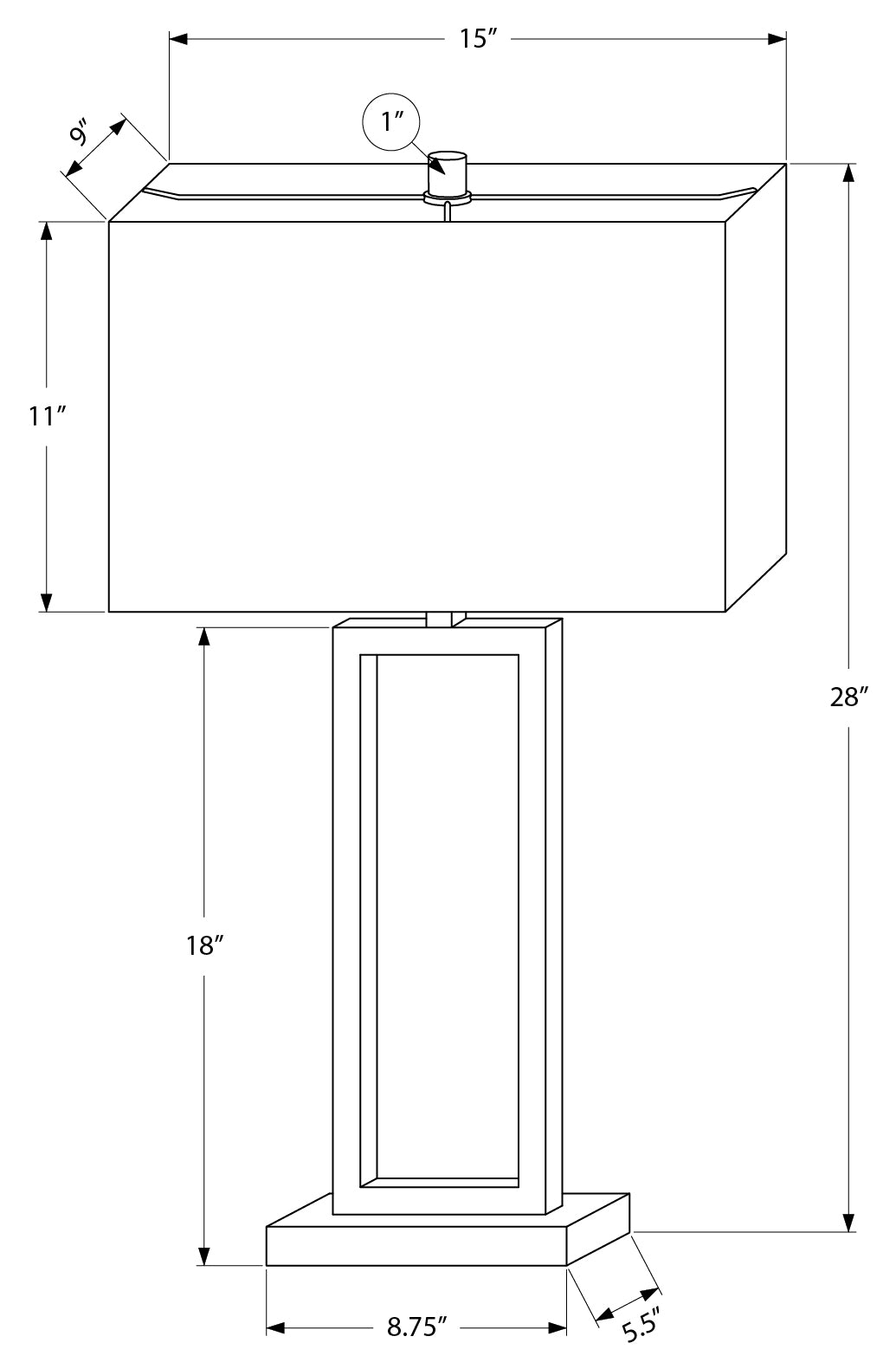 LUMINAIRE - 28"H LAMPE DE TABLE NOIR METAL / IVOIRE / USB – I 9950