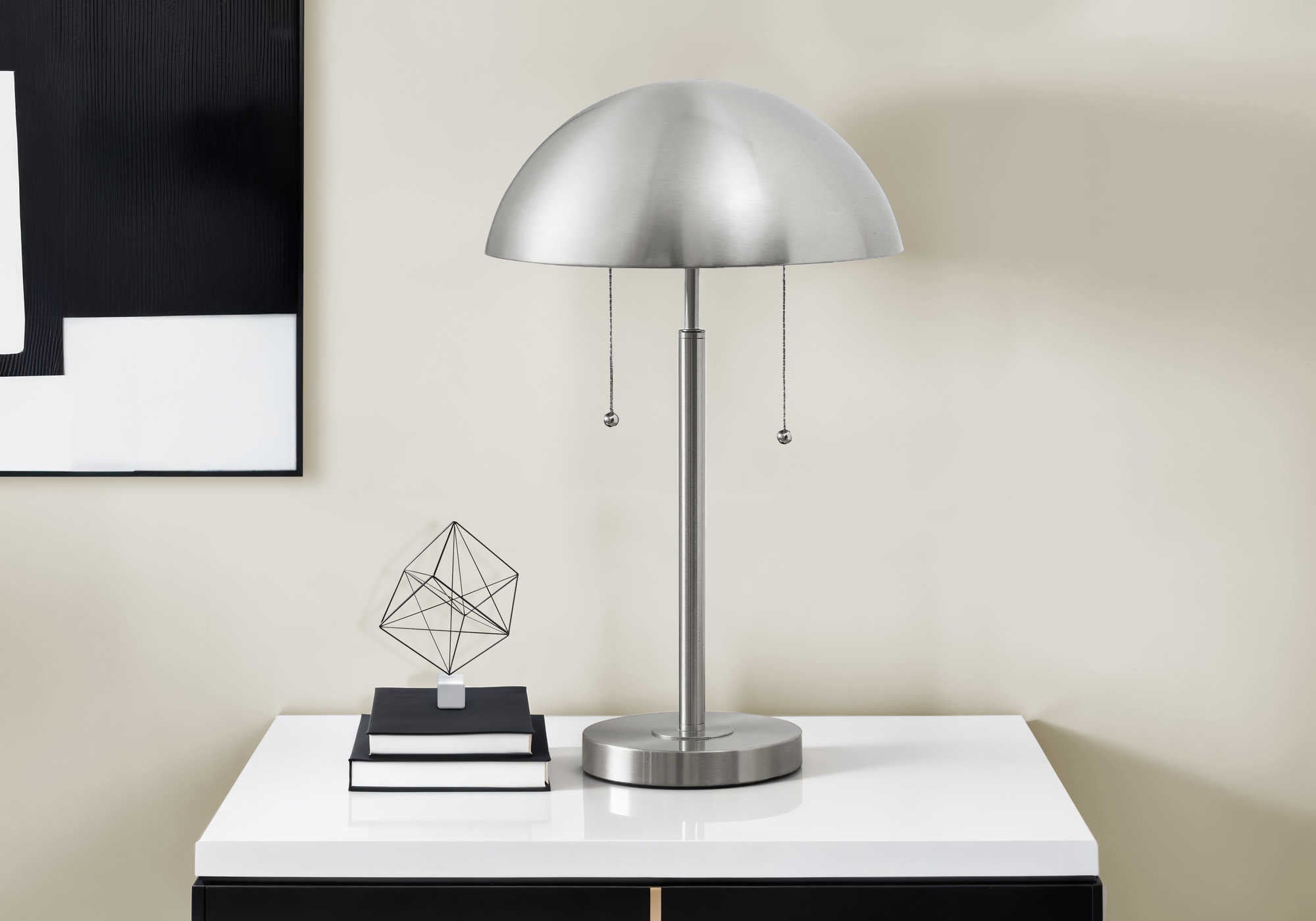 LUMINAIRE - 20"H LAMPE DE TABLE ARGENT METAL – I 9954