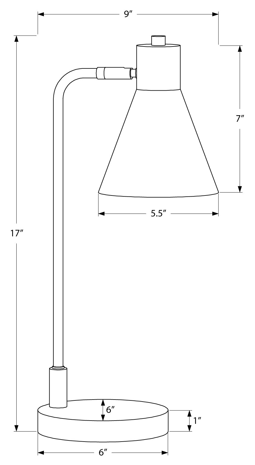 LUMINAIRE - 17"H LAMPE DE TABLE NOIR / ARGENT METAL – I 9956