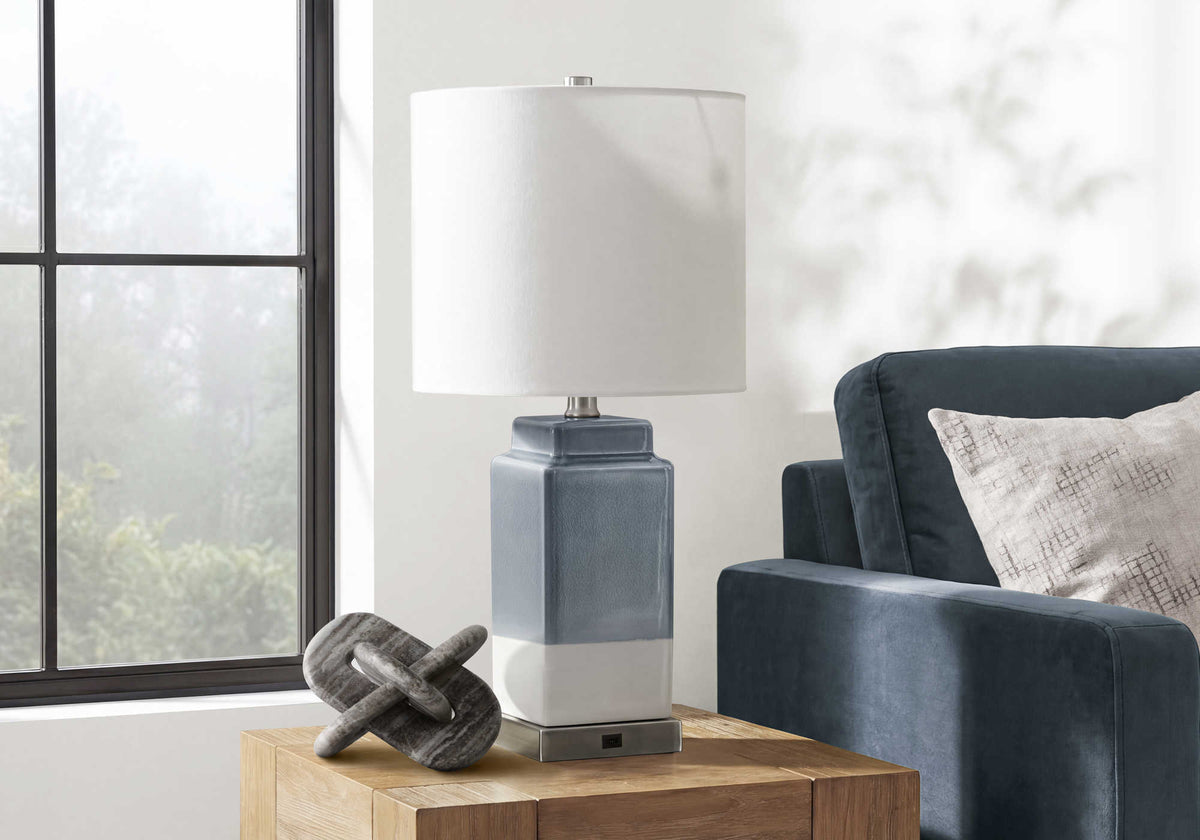 LUMINAIRE - 2MCX / 21"LAMPE DE TABLE CERAMIQUE GRIS / USB – I 9965