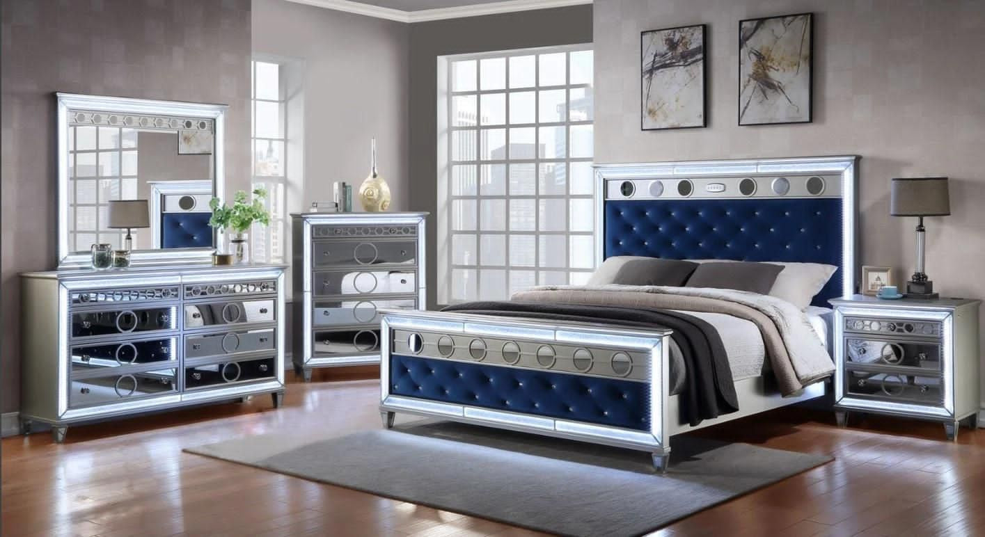 Image of marlow bedroom set with bluetooth speakers.
