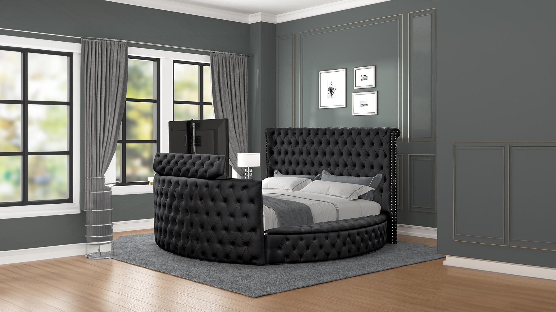 LIT MAYA VELOURS AVEC SUPPORT TV