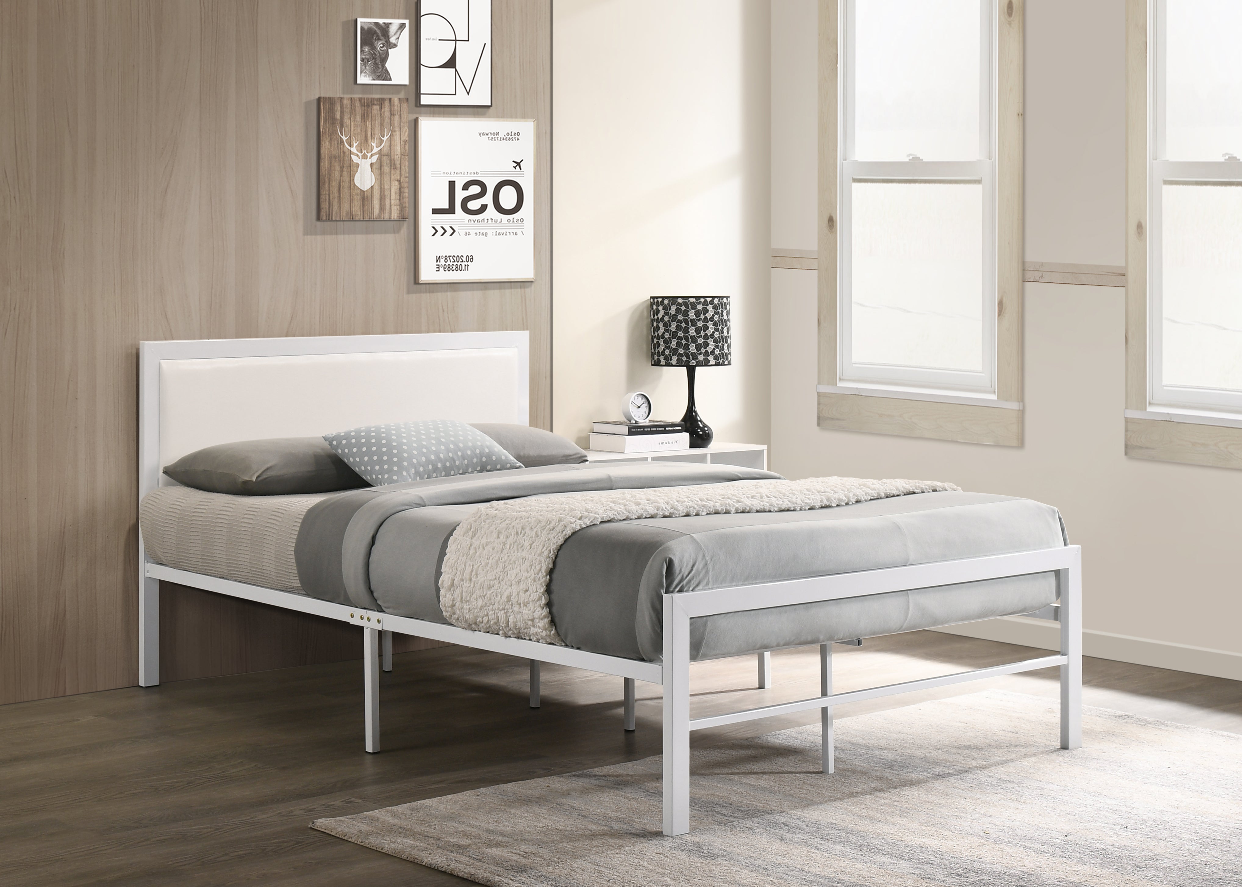 Image of if-142w - single or double or queen bed - platform bed includes mattress support.