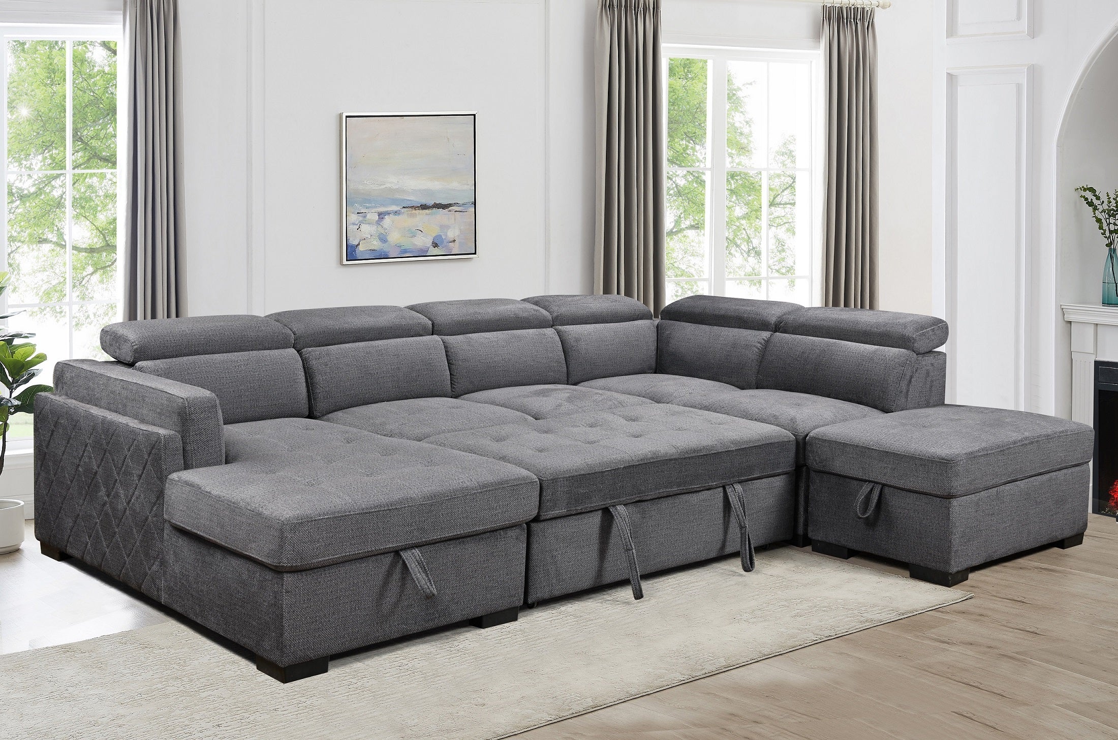 Grey Sectional Sofa with Storage Ottoman – IF-9090 LHF