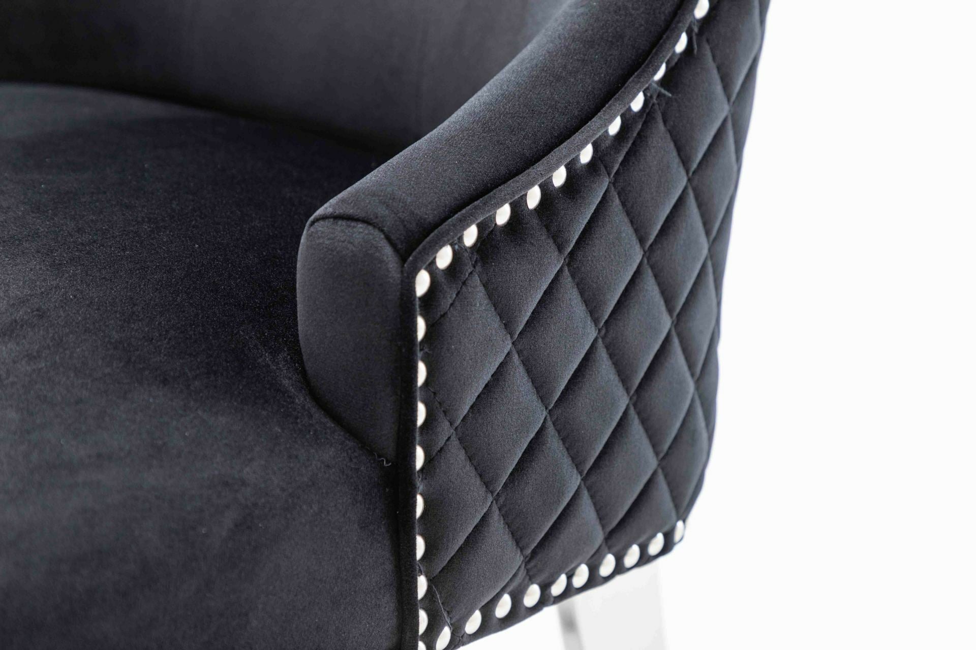 Black Velvet/ Polished Chrome Accent Chair – C-1251