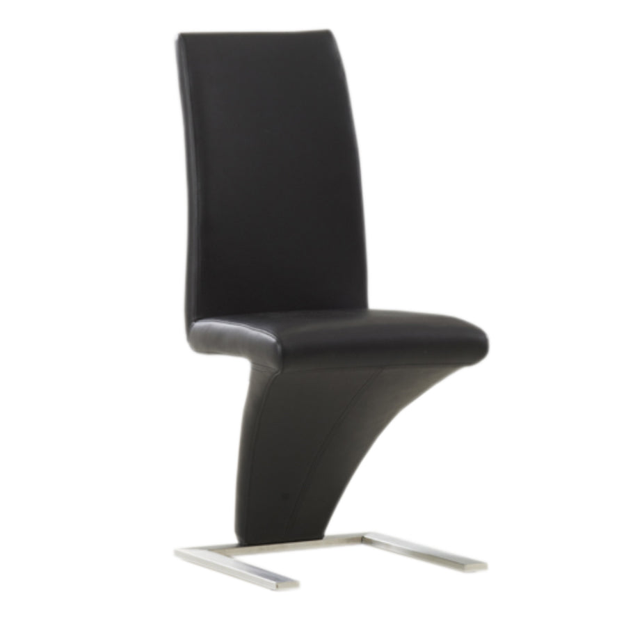Image of c-1785: 02 upholstered black ‘z’ shaped with chrome legs dining chair.