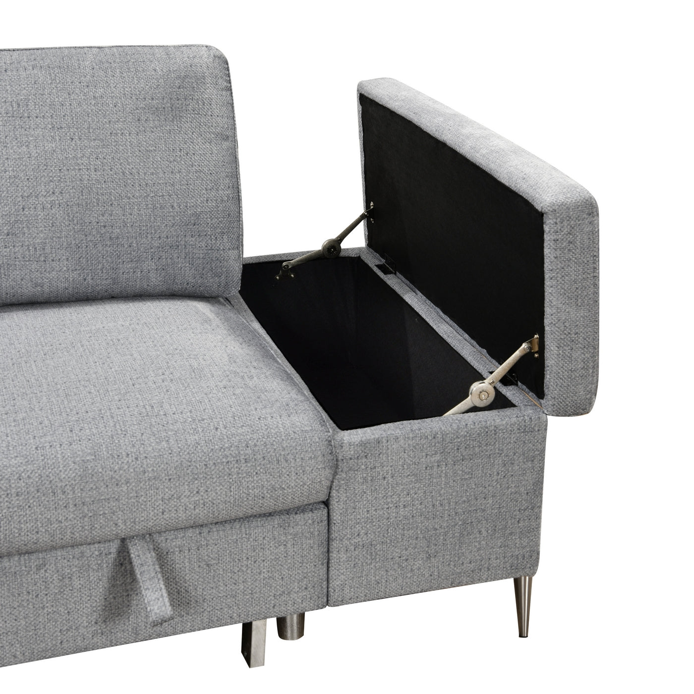 Grey Sleeper Sectional Sofa with Storage Chaise – IF-9022 LHF