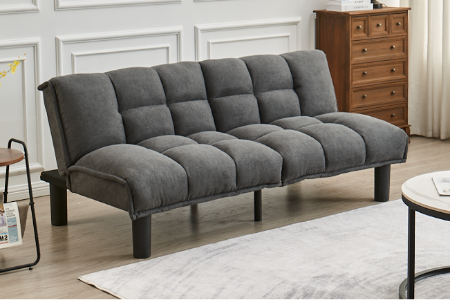 Grey Tufted Convertible Sofa Bed – IF-8060