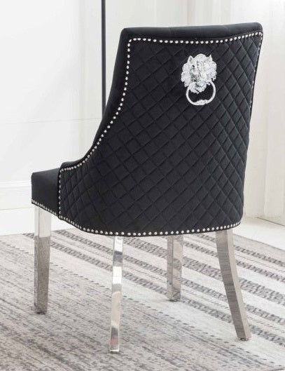 Black Velvet/ Polished Chrome Accent Chair – C-1251