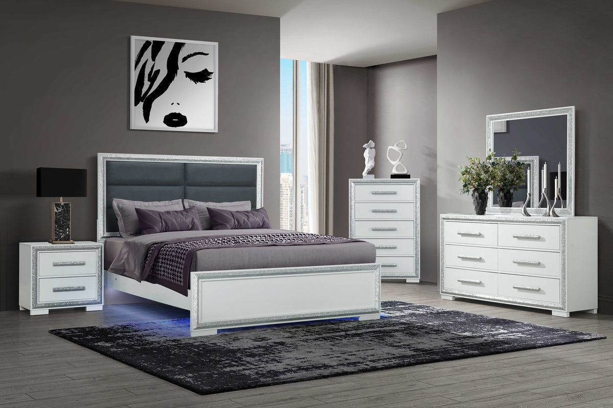 Andros Silver Upholstered Bedroom Set – Andros-Silver